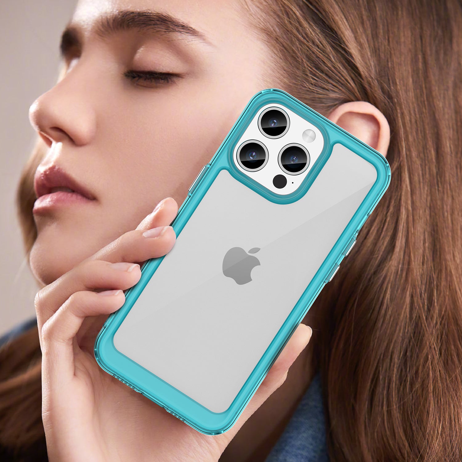 Uniqkart for iPhone 15 Pro TPU+Acrylic Shockproof Mobile Phone Back Cover Clear Protective Case - Transparent Blue Uniqkart for iPhone 15 Pro TPU+Acrylic Shockproof Mobile Phone Back Cover Clear Protective Case - Transparent Blue